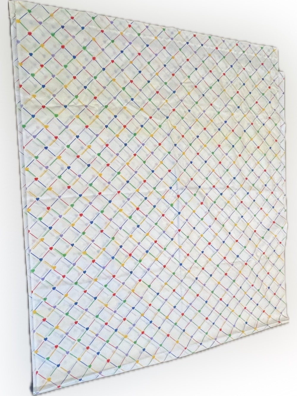 🔴Vintage New Multicolor Diamond Heart Full Flat Sheet Sear’s Young At Heart